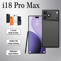 I18 Pro Max Ponsel 5G Tanpa Kunci Kamera 108 Juta Piksel Snapdragon 8 Gen4 Face ID Baterai 8000mAh Android