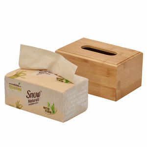 Bamboo Tissue Box Rectangle Standing Type Custom Logo Hotel Restaurant Storage Box - Product Image 3