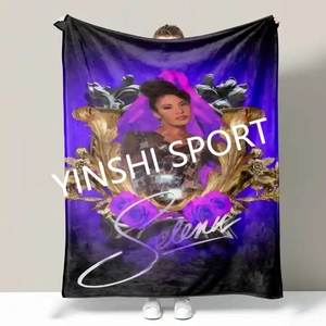 YINSHI precio más bajo personalizado <span class=keywords><strong>Karol</strong></span> <span class=keywords><strong>G</strong></span> & Selena personaje de impresión poliéster sublimación polar PANA felpa manta de viaje - Product Image 6