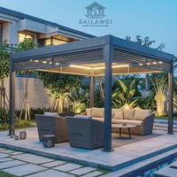 Pergola en aluminium 6x4m à toit à lames motorisées, ouverture électrique, imperméable, pour terrasse de villa moderne, prix abordable, directement de l'usine