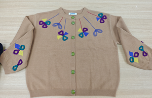 Women Hand Embroidered Front Placket Japanese Imported Buttons <strong>Multi</strong> Color Pattern Sweet Style Fall Knit Tops Supplier <strong>Cardigan</strong> - Product Image 1