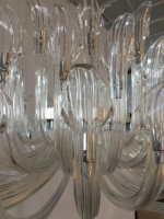 Lustre moderne en verre de Murano soufflé à la main, forme de lys, éclairage suspendu transparent de luxe pour la maison et les espaces commerciaux