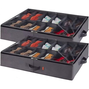 Échantillon Gratuit : Ensemble de 2 Organisateurs de Chaussures Pliables en Tissu, Boîte de Rangement pour Chaussures avec Fenêtre Transparente, Sac de Rangement - Product Image 5