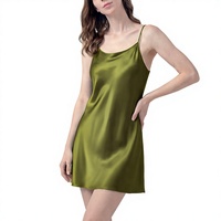 Robe de nuit sexy sans manches en soie de mûrier 100% brodée, col rond, 16 mm, pour femme, pyjama d'été, vente en gros