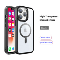 Nouveau 2024 Design de luxe Transparent PC résistant aux chutes TPU métal caméra anneau bouton coque de téléphone pour iPhone 14 13