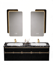 2026 New <b>Light</b> Luxury Hotel Wind Rock Board Ceramic Seamless Double Basin Intelligent Lighting <b>Mirror</b> Wall-Mounted Bathroom - Product Image 5