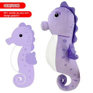EN71 personnalisé fabriqué en usine cheval de mer animal en peluche jouet Super doux grand oreiller coussin hippocampe peluche enfant câlin ami cadeau
