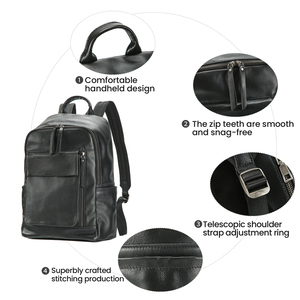 Mochila para Portátil de Cuero Genuino de Grano Completo DUJIANG, Correa de Hombro Curva, Asa Suave, Protección para Portátil, para Negocios y Ocio - Product Image 6
