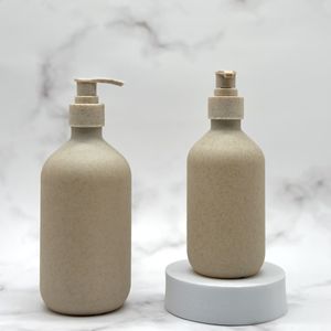 Bouteille en <span class=keywords><strong>paille</strong></span> de blé écologique 300 ml/500 ml pour shampoing, lotion et masque facial, emballage cosmétique, flacon pulvérisateur - Product Image 5