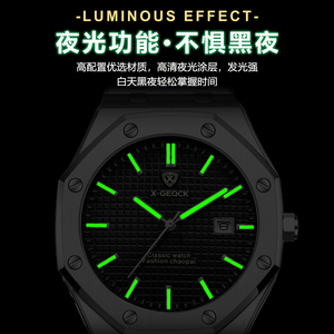 X-GEQCK Octagonal Shell <strong>Men</strong> Sport <strong>Watch</strong> Stainless Steel Fashion <strong>Sporty</strong> Luxurious Design Waterproof Luminous Quartz <strong>Watch</strong> - Product Image 5