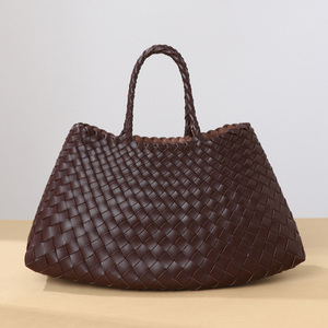 Fourre-tout femme rétro tendance grande capacité sac à main tissé à la main mère sacs navettage affaires haute qualité panier de légumes sac - Product Image 5