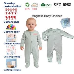 Ropa de Bebé con Logotipo Personalizado, Mameluco Magnético para Bebé, 3M-24M, <span class=keywords><strong>Pijama</strong></span> de Manga Larga para Recién <span class=keywords><strong>Nacido</strong></span> - Product Image 1
