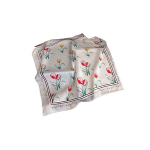 Foulard quadrato con motivo tulipano 70x70cm 38G in seta, piccolo fazzoletto da donna, accessorio moda - Product Image 1