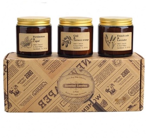 Glass Candle Jar <b>Clear</b> Luxury Custom Amber Glass Candle Jars With Metal Lids for Candles - Product Image 1