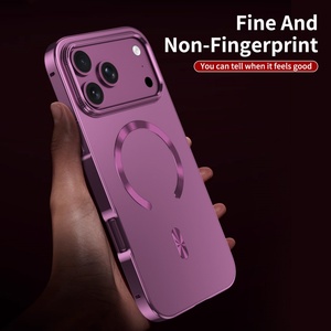 เคสโทรศัพท์มือถือแบบแม่เหล็ก ด้านหลังทำจากพีซีแบบด้านหรูหรา สำหรับ iPhone 18 15 16 17 Pro Max พร้อมกรอบอะลูมิเนียมโลหะ ป้องกันแรงกระแทก - Product Image 5
