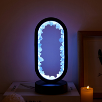 Lampe de Table LED en Cristal Naturel en Gros, Cadre Rond Creux, Lampe en Cristal pour Décoration Intérieure, Lampe de Guérison en Cristal, Cadeau