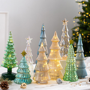 Mới Sáng Tạo Nhà DIY Mini Sang Trọng 3D Giáng Sinh Đèn LED Bàn Thông Cone Tay Thổi Thủy Tinh Cây Giáng Sinh Với Đèn LED - Product Image 2