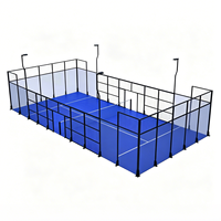 Terrain de padel panoramique classique commercial, modèle avec structure en acier galvanisé, clôture en verre trempé, 20x10m, gazon artificiel PE, DIY