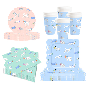 DAMAI - Juego de Platos, Servilletas y Vasos para Fiesta de Cumpleaños de Perros, Decoración Desechable con Temática Canina para Fiestas Infantiles - Product Image 3