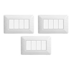 Plaque d'interrupteur mural Gloca 4 voies 4 interrupteurs en plastique blanc satiné durable pour Matix - Product Image 1