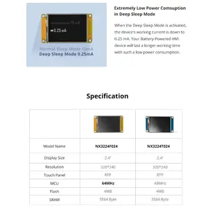 다음 NX4832F035 향상된 3.5 인치 LCD 디스플레이 HMI 커널 터치 스크린 2.4 3.5 다음 NX3224F024/NX3224F028/NX4832F035