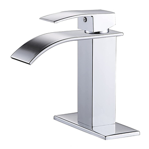 Grifo de un solo agujero de acero inoxidable para lavabo de baño, Grifería de lavabo con cubierta chapada en cascada - Product Image 3