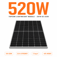 Panneau solaire Topcon léger 510-520W – Vente en gros pour distributeurs de panneaux solaires et projets de toiture (en stock)