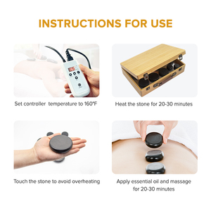 Massageproduct Elektronische Lichaamstherapie Spa Warmer Bamboe Doos Zwart Basalt Rock Hot Stone Verwarmingsdoos - Product Image 3