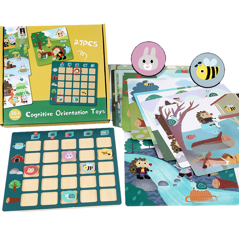 Children Montessori Logic Thinking Boards Games Math Toys Set Animal Direction Cognition Matching Games Educational Wooden Toys