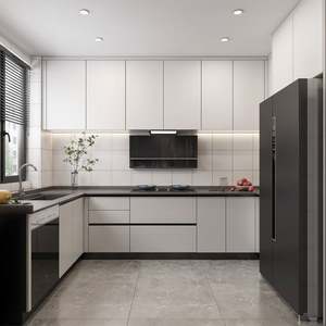 Cuisine modulaire en MDF et contreplaqué de conception moderne, fabriquée en Chine, armoires de rangement, ensemble de cuisine complet personnalisé pour les projets de villas et d'hôtels - Product Image 2