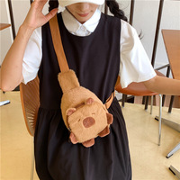 Sac de poitrine en peluche Capybara de dessin animé BT, sac à bandoulière en forme de poupée d'animaux mignons, jouet pour fille, cadeaux de vacances, divertissement en plein air, vente en gros pour machines à griffes