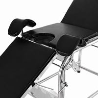 Table d'examen gynécologique en acier inoxydable pour hôpital avec dossier et repose-jambes réglables