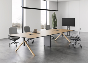 Muebles de oficina de madera personalizados para reuniones, mesa de conferencias moderna para oficina de 6 plazas - Product Image 3