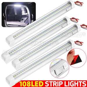 Kit de 4 ou 2 bandes lumineuses LED intérieures à 108 LED avec interrupteur marche/arrêt pour voiture, fourgonnette, caravane, bateau, camion, remorque, camping extérieur et maison - Product Image 1