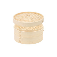 10 pouces 2 niveaux cuisine Mini ustensiles de cuisine en bambou cuiseurs vapeur ensemble de paniers avec anneau adaptateur doublure en Silicone et boulette Mod