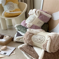 Jeté en fourrure sherpa en tricot de gros, en polyester 100%, jacquard double face, diamant, pour canapé, lit, fauteuil