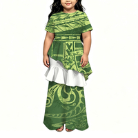 Robe longue d'été personnalisée style polynésien, motif géométrique tribal vintage hibiscus violet et blanc, manches courtes, décontractée pour le quotidien