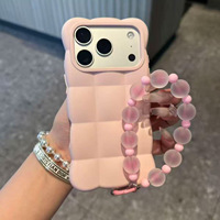 Coque de téléphone INS style coréen Macaron 3D Cloud Puffer en TPU pour iPhone 18 17 16 15 Pro Max avec cordon perlé antichoc