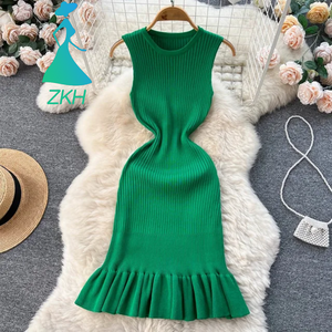 <span class=keywords><strong>Vestidos</strong></span> Sencillos de Suéter Elegante Vestido <span class=keywords><strong>Tubo</strong></span> de Corte Ajustado Vestido Midi - Product Image 1