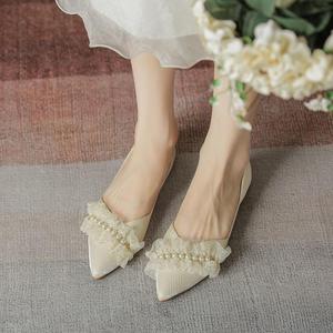 All'ingrosso nuove scarpe comode da <span class=keywords><strong>donna</strong></span> scarpe Casual da <span class=keywords><strong>donna</strong></span> in <span class=keywords><strong>pelle</strong></span> sintetica di alta qualità con perle di pizzo bianche scarpe da sposa - Product Image 6