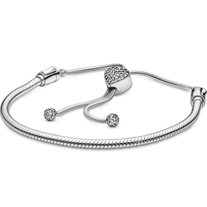 Pulsera de Plata de Ley 925 con Cadena de Serpiente y Hebilla en Forma de Corazón Rose Moment, Abalorio Europeo para Joyería DIY - Product Image 2