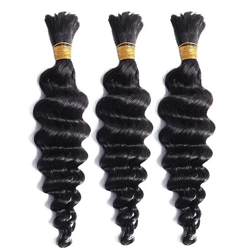 Bulk Human Hair For Braids Brazilian Deep Wave Wholesale Bulk Hair 10-30inch Natural Color High Quality