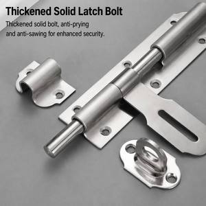 Heavy Duty Stainless Steel Barrel Bolt Security <b>Padlock</b> Latch Extra Long Slide Bolt for Outdoor Iron Gate Fence Warehouse Barn - Product Image 3
