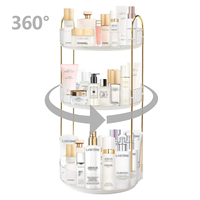 Organisateur de maquillage rotatif à 2/3 niveaux pour la maison, support de rangement pour bouteilles et pinceaux cosmétiques sur comptoir, cadre doré