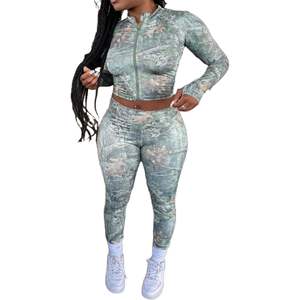 Ensemble deux pièces personnalisé 2026 pour femme, haut zippé à manches longues et pantalon, streetwear en tissu à mémoire de forme respirant toutes saisons - Product Image 3