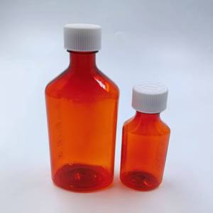 Пластиковая бутылка из ПЭТ янтарного цвета для жидких лекарств, 1, 2, 3, 4, 6, 8 унций, с овальной крышкой с защитой от детей - Product Image 3