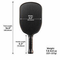Raquette de pickleball standard personnalisable, thermoformée, hybride, OEM, allongée, en fibre de carbone T700 Engage 12k