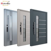 Puerta de Seguridad Inteligente para Entrada Exterior de Villa Personalizada, Cerradura Electrónica con Contraseña, Entrada Principal de Aluminio y Vidrio, Prevención de Incendios