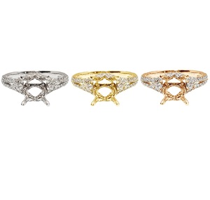 Bijoux à court délai de livraison Logo laser de qualité supérieure 18k solide or blanc véritable diamant forme ronde semi-monture fiançailles pour les femmes - Product Image 4