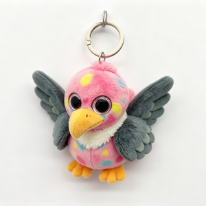 Customized Cute vibrant bird plush keychain, Pink polka dot bird plush keychain,<b>Mini</b> spotted bird stuffed toy <b>keyring</b> - Product Image 5